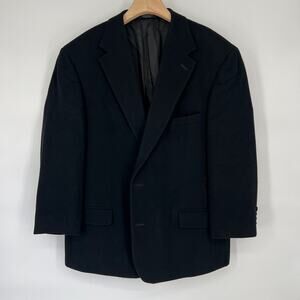 Botany 500 Blazer Jacket Men's 46 R Camel Hair Black‎ Notch Lapel Long Sleeve